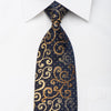 Ungaro Mens Crystal Tie Golden Scrolls On Black Silk With 