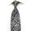 Ungaro Men’s Silk Necktie Gold Floral On Blue Sparkling With