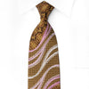 Ungaro Silk Rhinestone Necktie Golden Floral Purple Waves On
