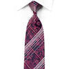 Vacci Rhinestone Silk Necktie Paisley Anthemion Silver 