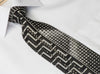 Valentino Rich Men’s Silk Tie Silver Geometric On Black With