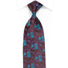 Vigevano Men’s Crystal Necktie Blue Floral On Purple Brown 