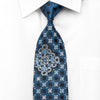 Vigevano Men’s Silk Necktie Cartouche Medallions On Navy 