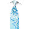 Vito Rufolo Crystal Rhinestone Silk Tie Silver Blue Scrolls 