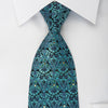 Vito Rufolo Silk Tie Turquoise Baroque On Navy With Crystal 