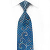 Yezak Men’s Crystal Silk Tie Blue Navy Scrolls & Checker 