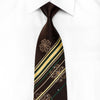 Yezak Men’s Crystal Tie Stripes & Geometric On Brown With 