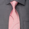Yezak Men’s Rhinestone Silk Necktie Geometric Curls On Pink 