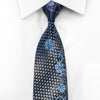 Yezak Men’s Silk Rhinestone Tie Dots & Floral On Blue With 