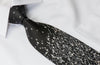 Yezak Men’s Silk Tie Silver Geometric Martix On Black With 