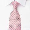Yezak Silk Rhinestone Necktie Silver Floral Foulard On Pink 