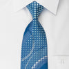 Yezak Silk Rhinestone Necktie Silver Geometric On Blue With 